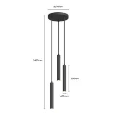 Arcchio Pendellamper > LED-pendellampe Franka, 3 lyskilder, Ø 24 cm, sort