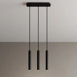 Arcchio Pendellamper > LED-pendellampe Franka, 3 lyskilder, lang, sort, aluminium