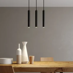 Arcchio Pendellamper > LED-pendellampe Franka, 3 lyskilder, lang, sort, aluminium