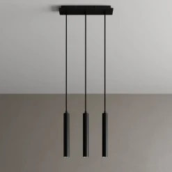 Arcchio Pendellamper > LED-pendellampe Franka, 3 lyskilder, lang, sort, aluminium