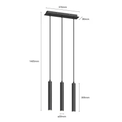 Arcchio Pendellamper > LED-pendellampe Franka, 3 lyskilder, lang, sort, aluminium