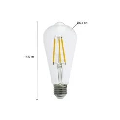 Arcchio Filament Pære|Led Pærer > LED-rustik lyspære, E27 3,8W, klar, 2700K, 806lm