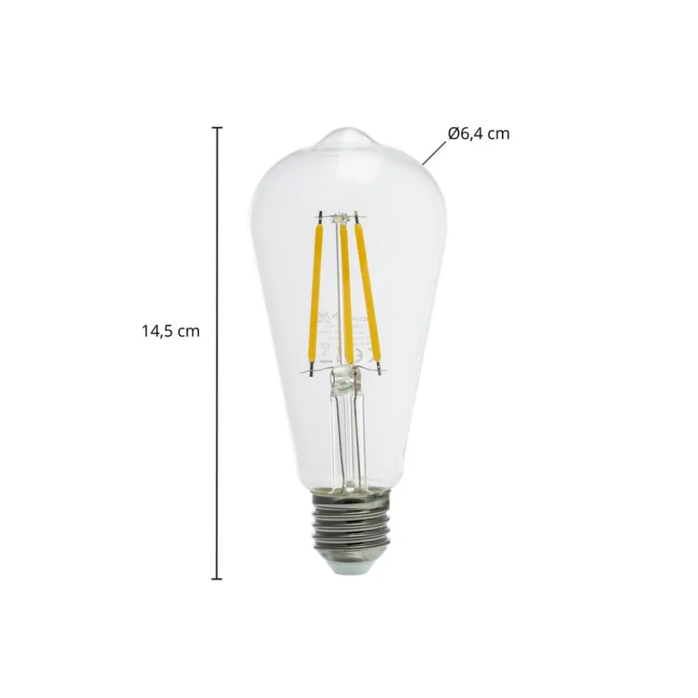 Arcchio Filament Pære|Led Pærer > LED-rustik lyspære, E27 3,8W, klar, 2700K, 806lm