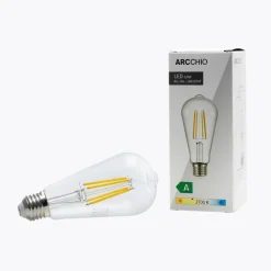 Arcchio Filament Pære|Led Pærer > LED-rustik lyspære, E27 3,8W, klar, 2700K, 806lm