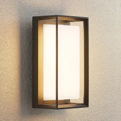 Terrassebelysning|Væglamper ^ Arcchio LED-væglampe Ismera, antracit/opal, IP65, glas