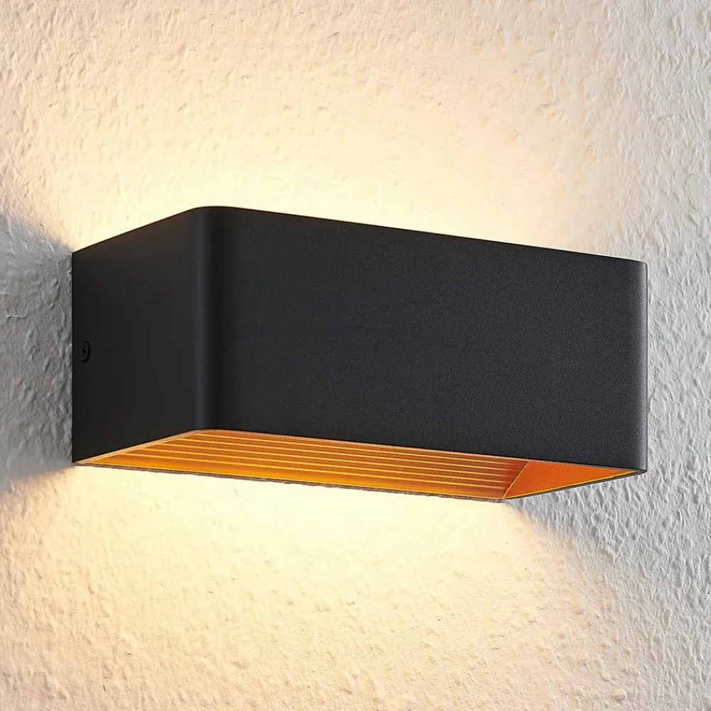 Gang|Væglamper ^ Arcchio LED-væglampe Karam, 20 cm, sort, metal, op/ned