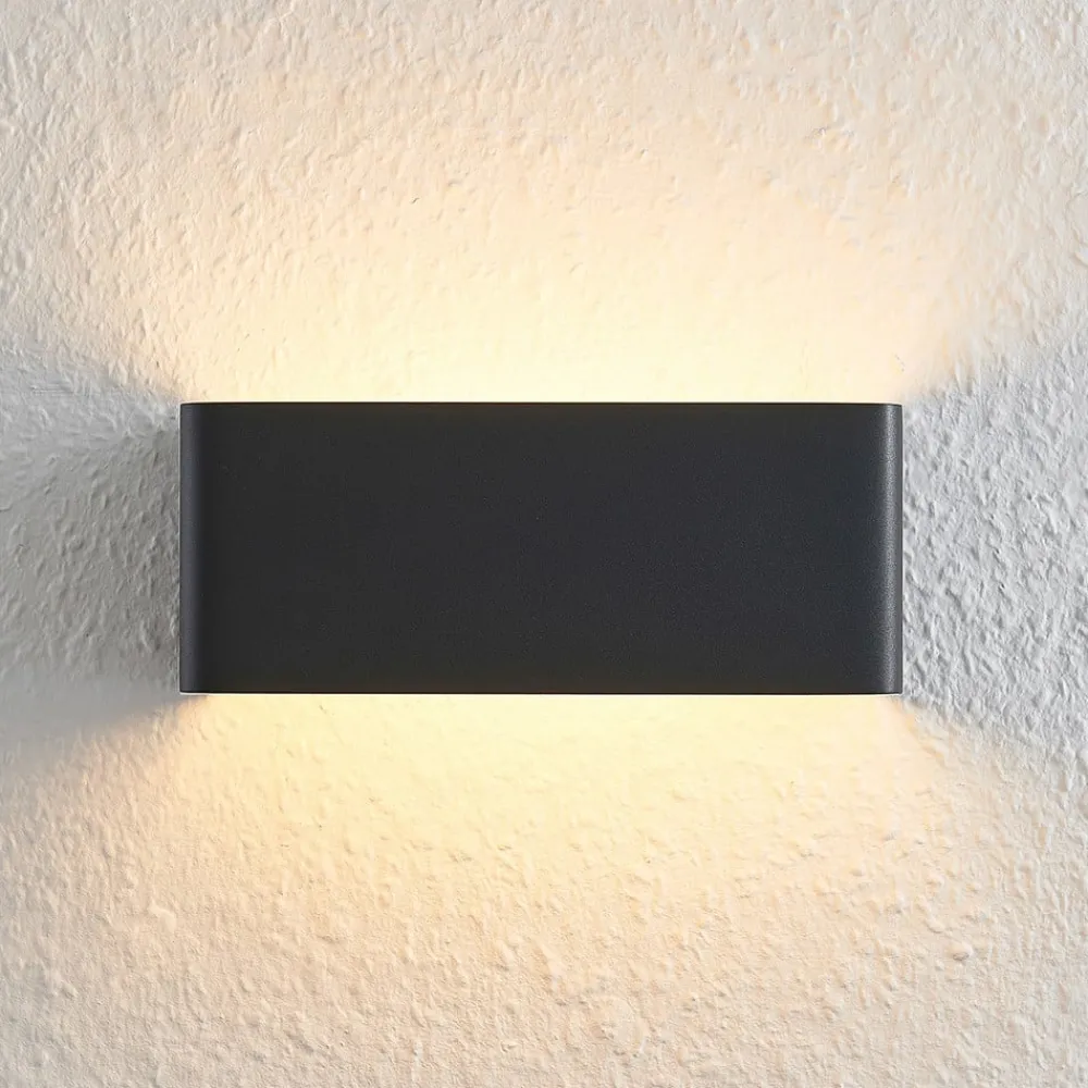 Gang|Væglamper ^ Arcchio LED-væglampe Karam, 20 cm, sort, metal, op/ned