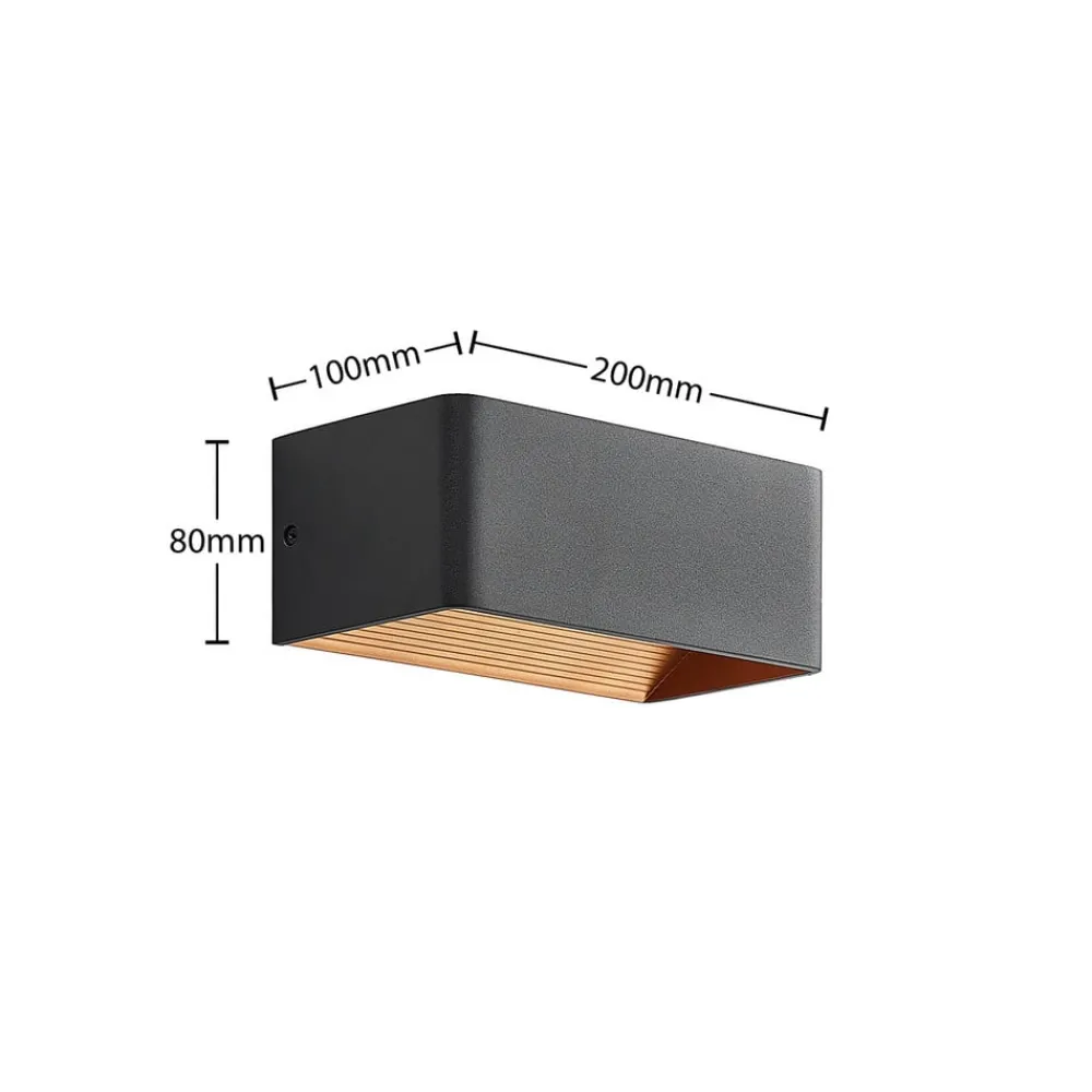 Gang|Væglamper ^ Arcchio LED-væglampe Karam, 20 cm, sort, metal, op/ned