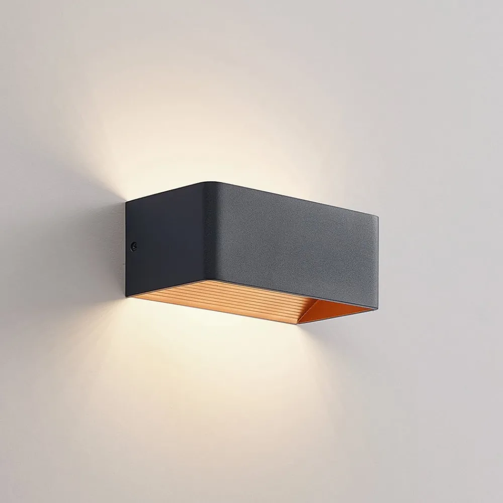 Gang|Væglamper ^ Arcchio LED-væglampe Karam, 20 cm, sort, metal, op/ned