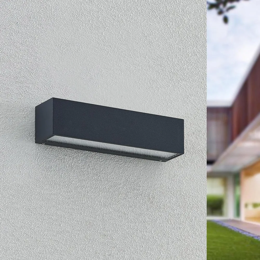 Arcchio Terrassebelysning|Væglamper > LED-væglampe Lengo, 25 cm, 2 lyskilder, antracit, CCT