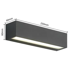 Arcchio Terrassebelysning|Væglamper > LED-væglampe Lengo, 25 cm, 2 lyskilder, antracit, CCT