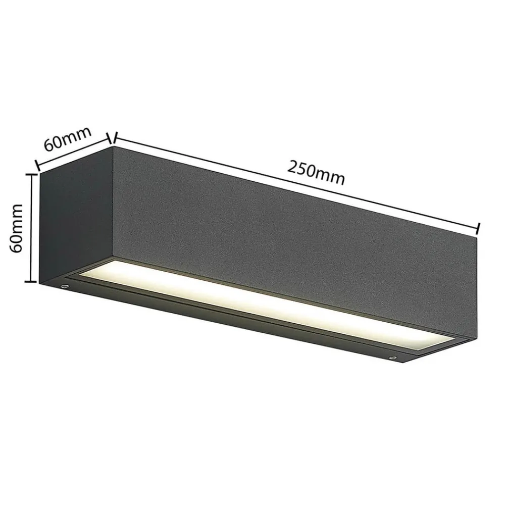 Arcchio Terrassebelysning|Væglamper > LED-væglampe Lengo, 25 cm, 2 lyskilder, antracit, CCT