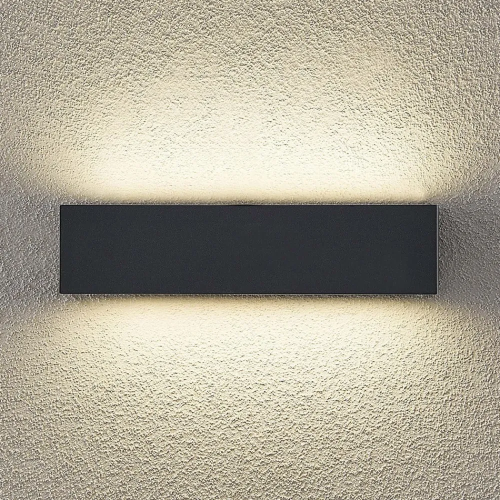 Arcchio Terrassebelysning|Væglamper > LED-væglampe Lengo, 25 cm, 2 lyskilder, antracit, CCT