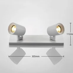 Arcchio Gang|Loftlamper > loftspot Iavo, 30 cm, hvid, 2 lyskilder, metal