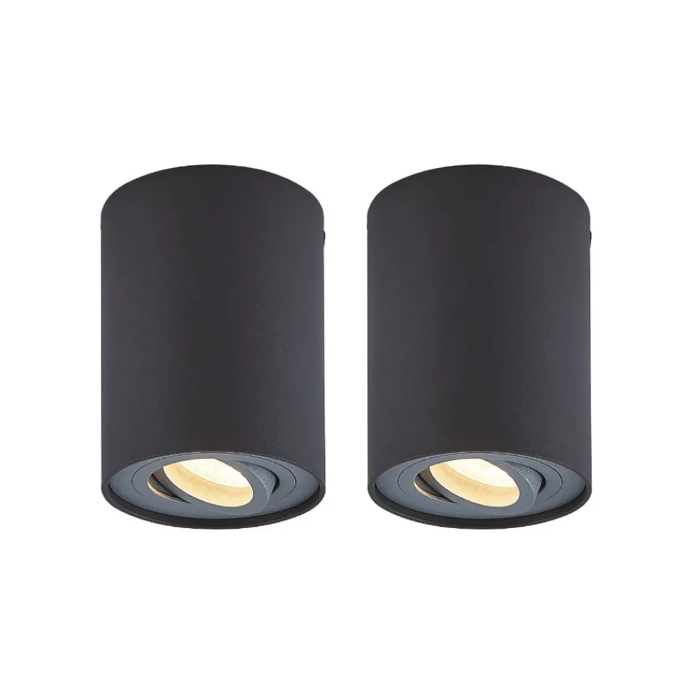 Arcchio Loftlamper|Loftlamper > loftspot Jolina, rund, antracit, sæt med 2, aluminium