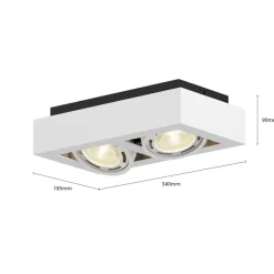 Gang|Loftlamper ^ Arcchio loftspot Ronka, 34 cm, 2 lyskilder, hvid, GU10