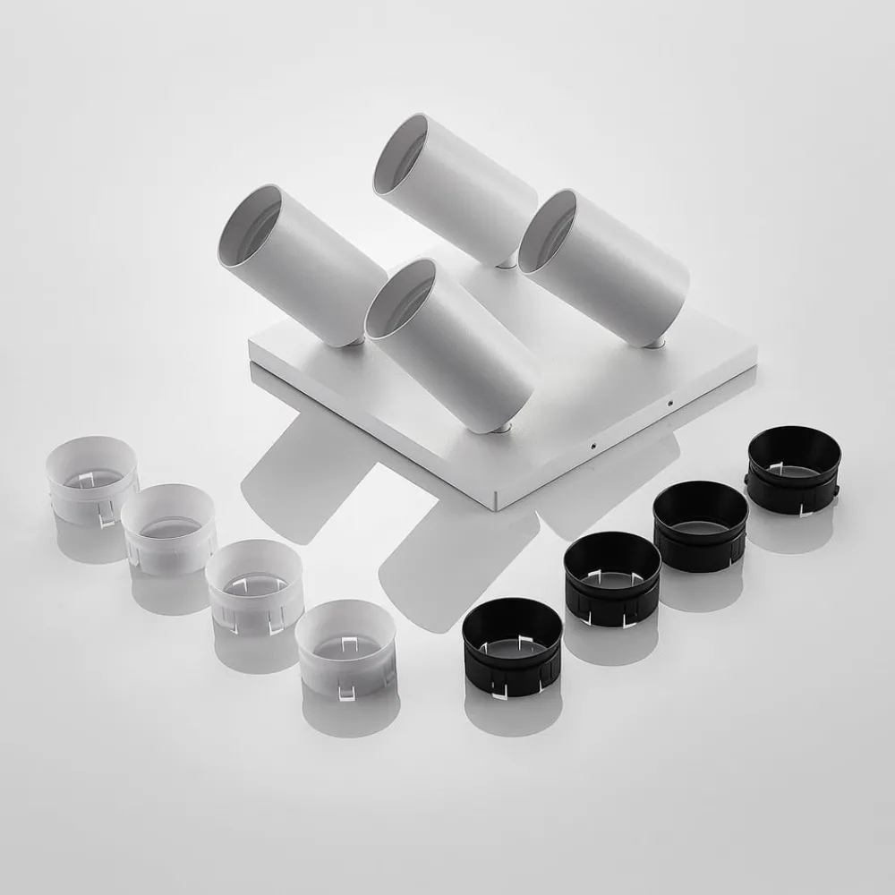 Gang|Loftlamper ^ Arcchio spotlight Brinja, hvid, kantet, Ø 6 cm, 4 lyskilder, GU10