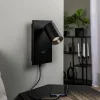 Væglamper ^ Arcchio spotlight Brinja, sort, metal, USB-C, afbryder