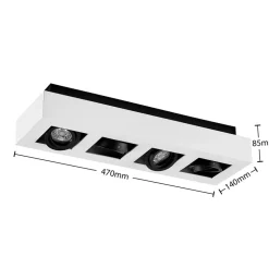 Arcchio Arbejdsrum/Kontor|Loftlamper > spotlight Vince, 47 cm, 4 lyskilder, hvid/sort, GU10
