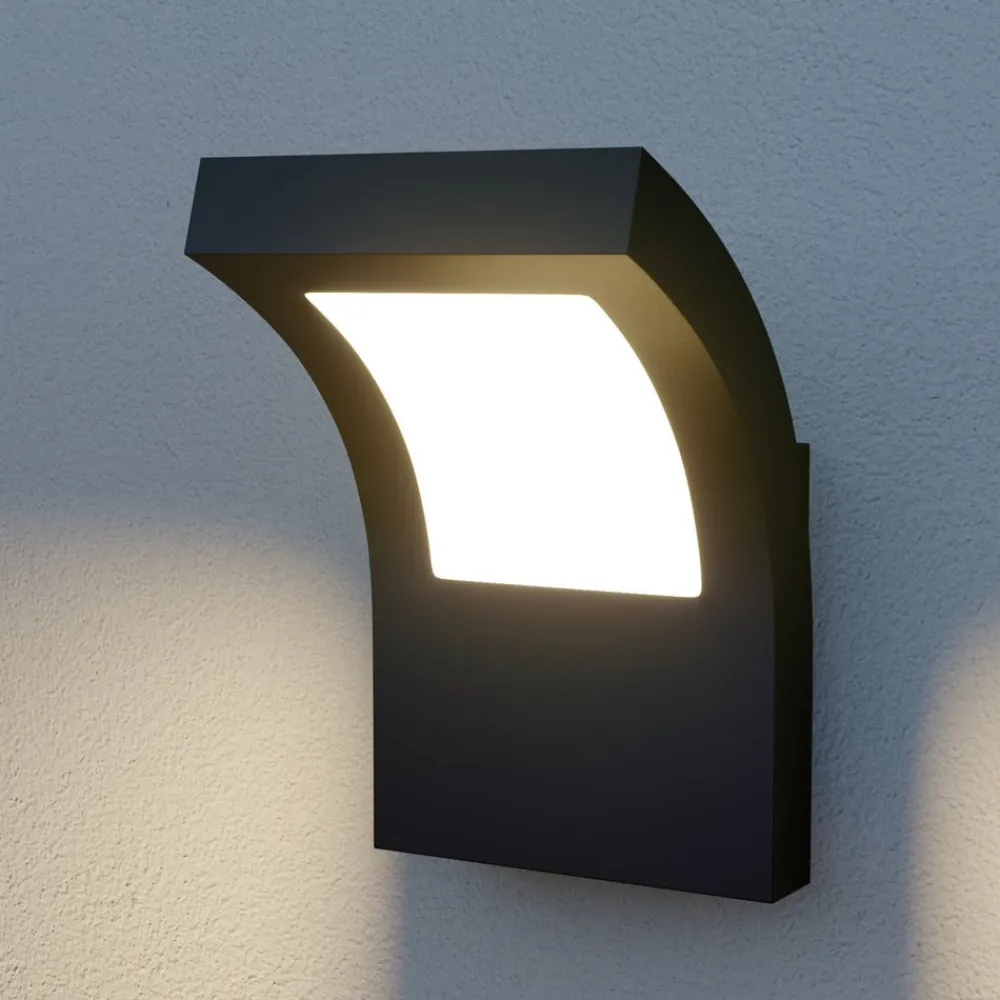 Arcchio Terrassebelysning|Væglamper > udendørs LED-væglampe Advik, IP65, antracit, metal