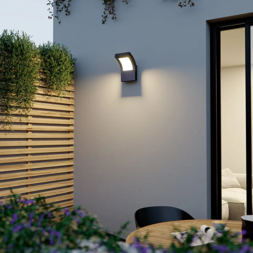 Arcchio Terrassebelysning|Væglamper > udendørs LED-væglampe Advik, IP65, antracit, metal