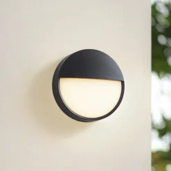 Arcchio Væglamper > udendørs LED-væglampe Gravo, Ø 25 cm, sort, IP65