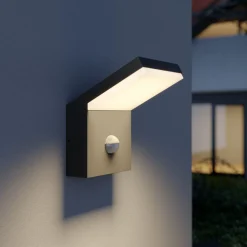 Væglampe Med Sensor|Væglamper ^ Arcchio udendørs LED-væglampe Yolena, sensor, antracit, aluminium
