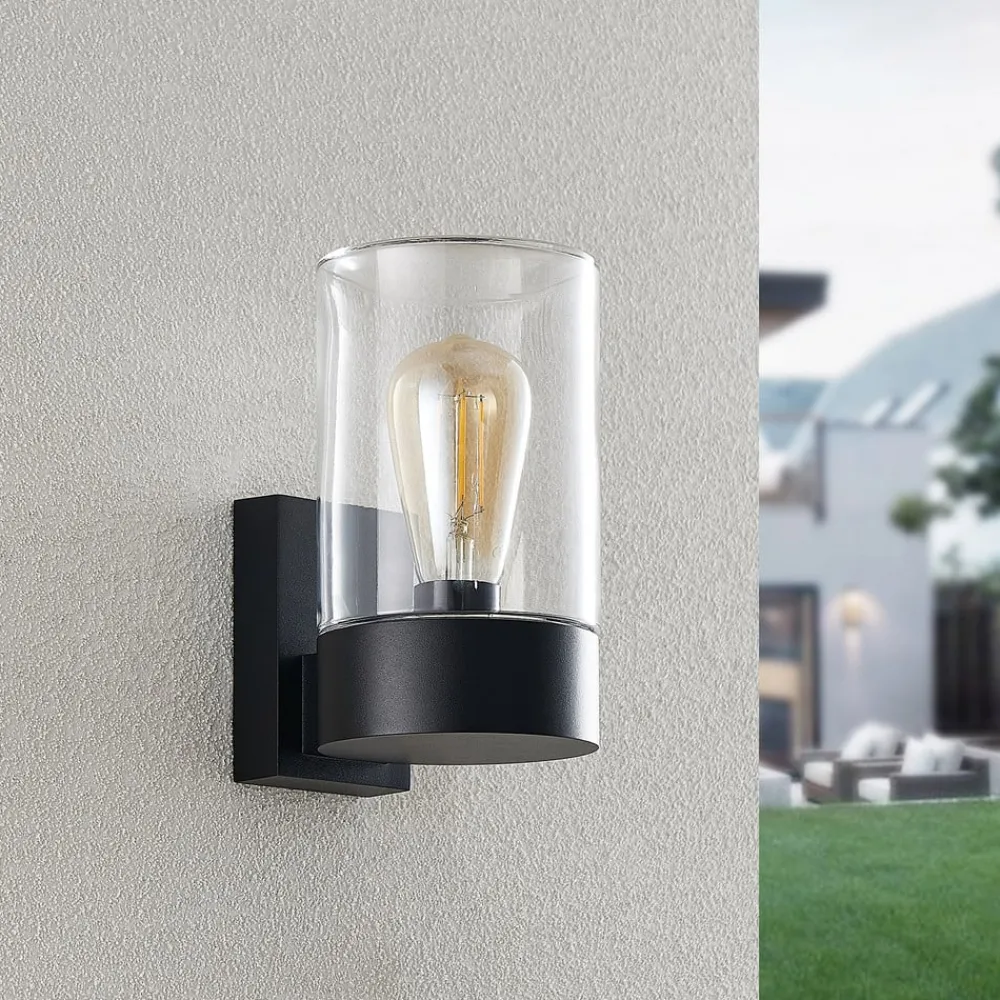 Arcchio Terrassebelysning|Væglamper > udendørs væglampe Liljana, sort, 21 cm, IP65, glas