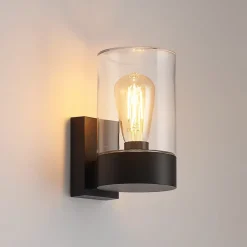 Arcchio Terrassebelysning|Væglamper > udendørs væglampe Liljana, sort, 21 cm, IP65, glas