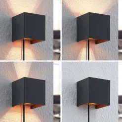 Arcchio Væglamper|Væglamper > væglampe Zuzana, kantet, sort, stik, 10 cm