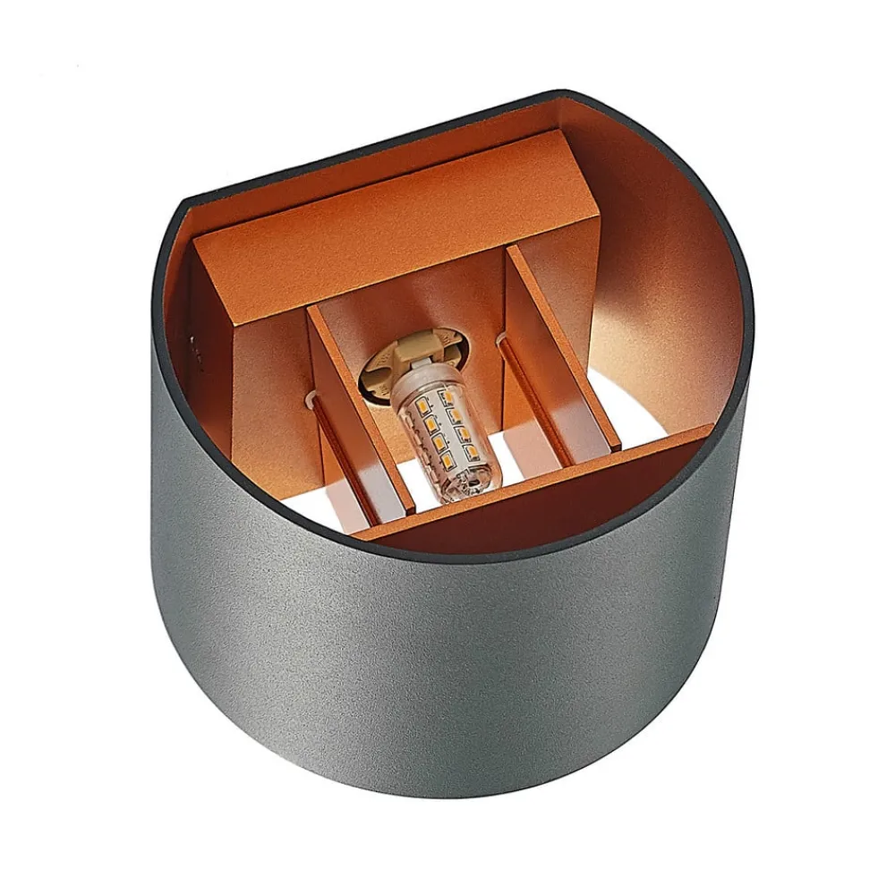 Væglamper|Væglamper ^ Arcchio væglampe Zuzana, rund, sort, stik, 13 cm