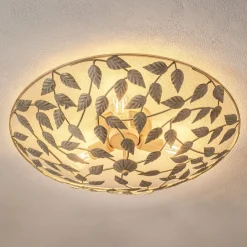 Loftlamper|Loftlamper ^ Luminex Arion loftlampe, creme/guldpatineret, Ø 63 cm, stål
