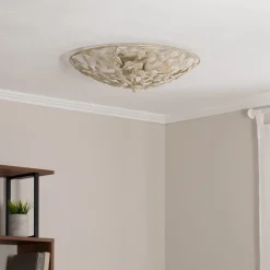 Loftlamper|Loftlamper ^ Luminex Arion loftlampe, creme/guldpatineret, Ø 63 cm, stål