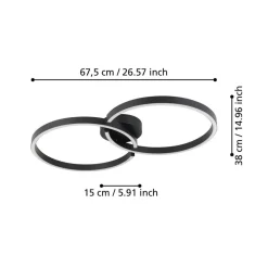 EGLO Loftlamper > Armandolo LED-loftlampe, sort, længde 67 cm, CCT, RGB