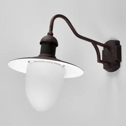Væglamper ^ Lucide Aruba udendørs væglampe, Ø 25 cm, rustbrun