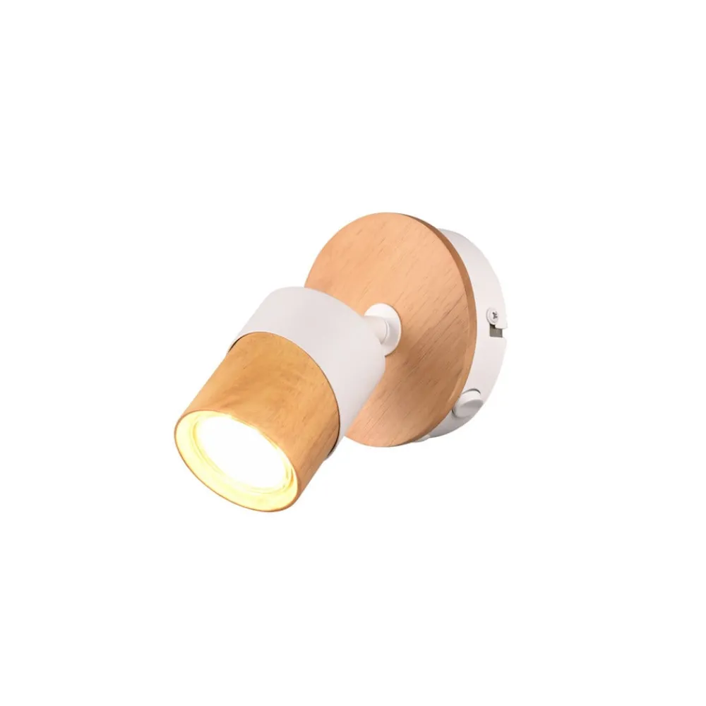 Væglamper|Spotlights ^ Trio Lighting Aruni vægspot af træ, 1 lyskilde, hvidt