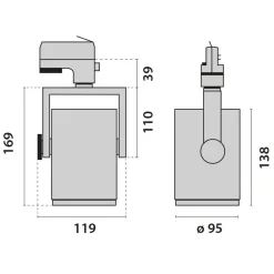 Performance in Lighting Skinnesystem > AS425 3-faset skinnespot LED Medium hvid, uni.hvid