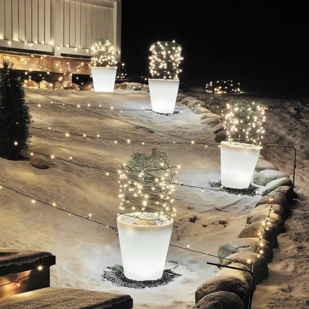 Konstsmide Dekorationsbelysning|Terrassebelysning > Assisi LED-blomsterpotte, belyst, Ø 28 cm