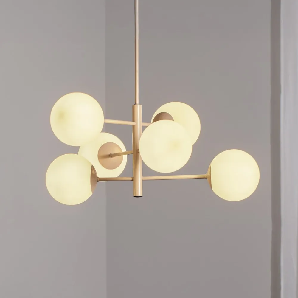 Domiluce Pendellamper > Aurora hængelampe, beige, Ø 60 cm, 6 lyskilder, glas, E14