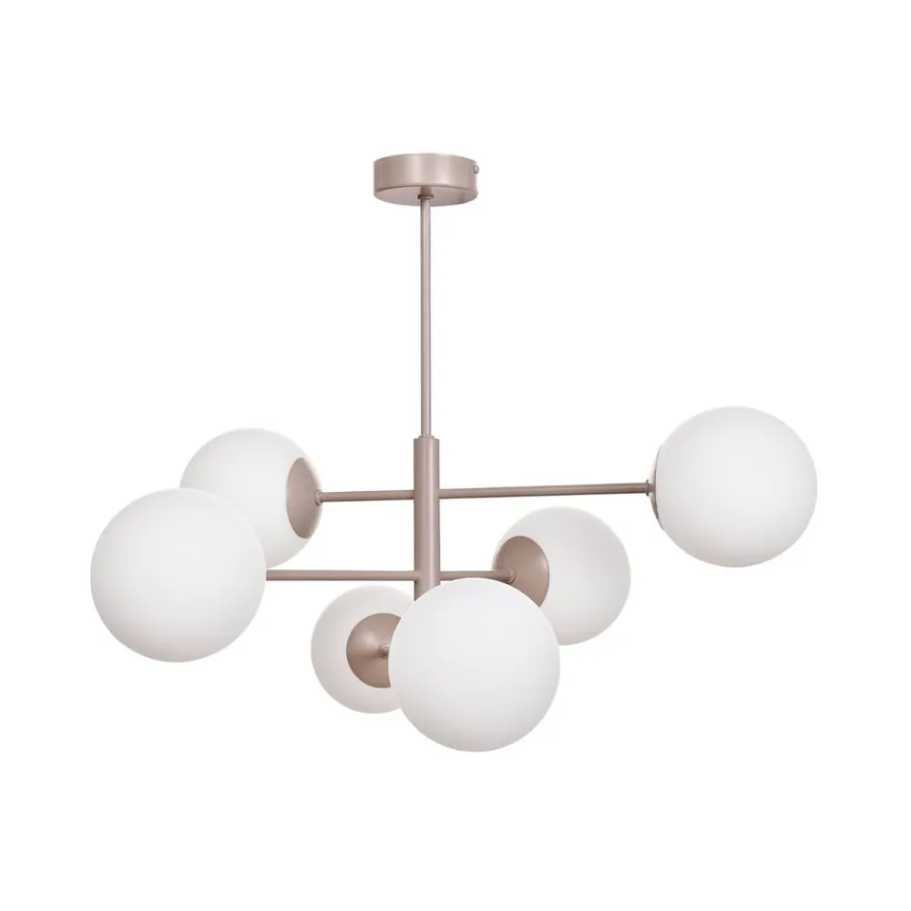 Domiluce Pendellamper > Aurora hængelampe, beige, Ø 60 cm, 6 lyskilder, glas, E14