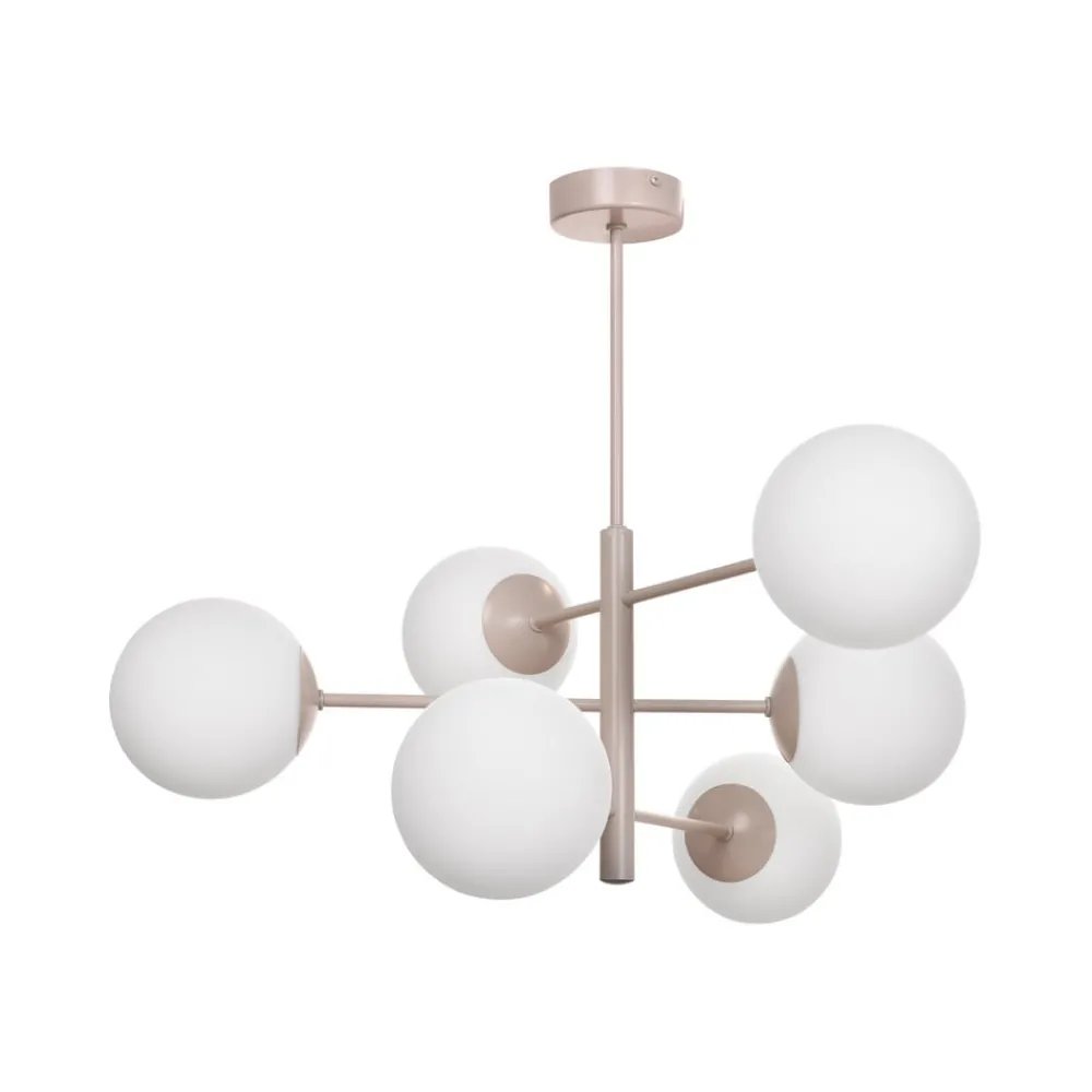 Domiluce Pendellamper > Aurora hængelampe, beige, Ø 60 cm, 6 lyskilder, glas, E14