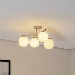Domiluce Loftlamper > Aurora loftlampe, beige, Ø 50 cm, 4 lyskilder, glas, E14