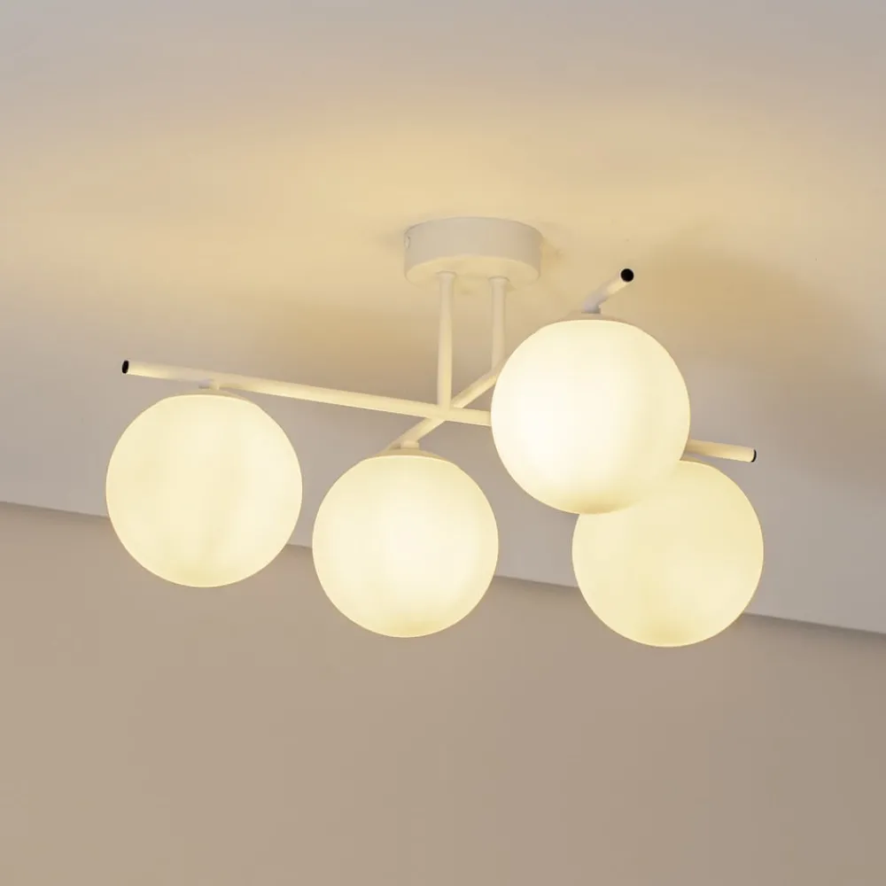 Domiluce Gang|Loftlamper > Aurora loftlampe, hvid, Ø 50 cm, 4 lyskilder, glas, E14