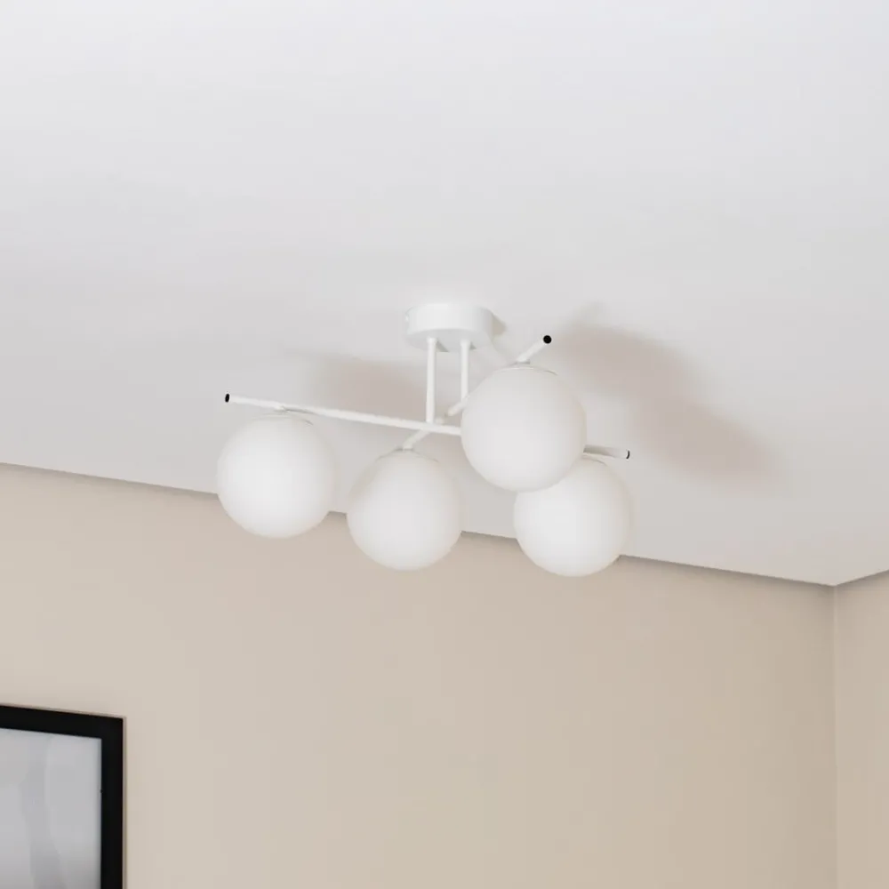 Domiluce Gang|Loftlamper > Aurora loftlampe, hvid, Ø 50 cm, 4 lyskilder, glas, E14