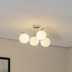 Loftlamper|Loftlamper ^ Domiluce Aurora loftlampe, krom, Ø 50 cm, 4 lyskilder, glas, E14