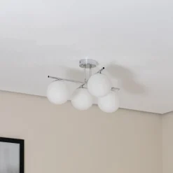 Loftlamper|Loftlamper ^ Domiluce Aurora loftlampe, krom, Ø 50 cm, 4 lyskilder, glas, E14