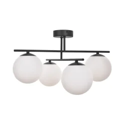 Gang|Loftlamper ^ Domiluce Aurora loftlampe, sort, Ø 50 cm, 4 lyskilder, glas, E14