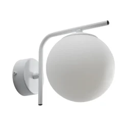 Domiluce Væglamper > Aurora væglampe, hvid, glas, 17 cm høj, kugle, E14