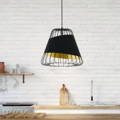 EGLO Pendellamper > Austell pendellampe, Ø 43 cm, sort/guld, metal, stof