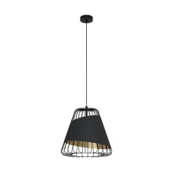 EGLO Pendellamper > Austell pendellampe, Ø 43 cm, sort/guld, metal, stof